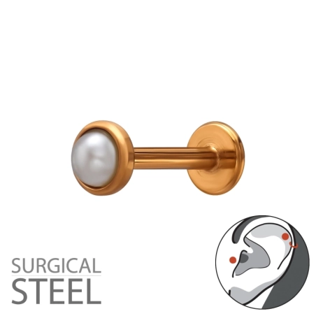 3 Mm-Es Gyöngyutánzat Tragus, Spirál Acél Észer | All4silver