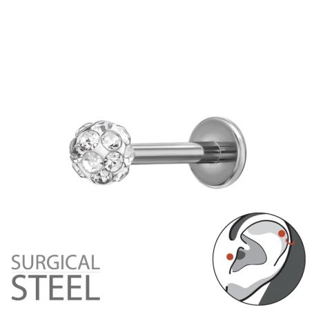 1,2X8 mm (16 G) - 3 Mm-Es Kristálygömb Acél Észer | All4silver