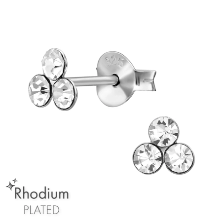 Kristályokkal Díszített Háromszög Kristály stift fülbevaló Észer | All4silver