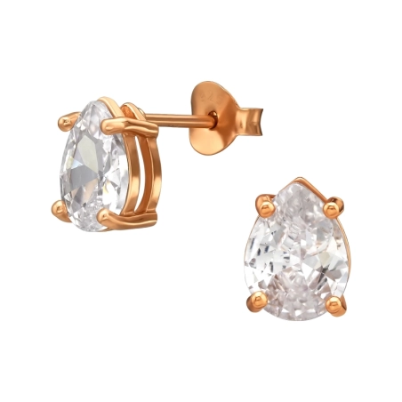  6 x 8 mm Csepp Alakú Cirkóniával - 925 Ezüst Cirkónia Stift Fülbevaló
