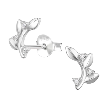 Szőlőmotívumos Levél és Cirkóniával Cirkónia stift fülbevaló Észer | All4silver