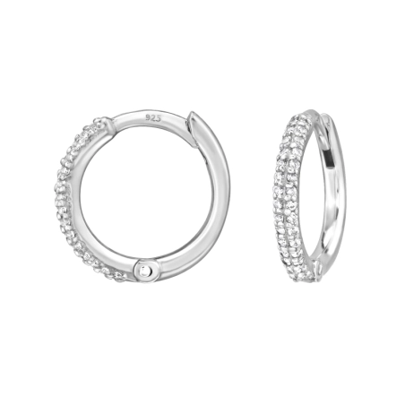 12 mm-Es Kör Alakú Fülbevalók Cirkóniával Huggies Észer | All4silver