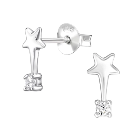 Csillag cirkóniával Cirkónia stift fülbevaló Észer | All4silver