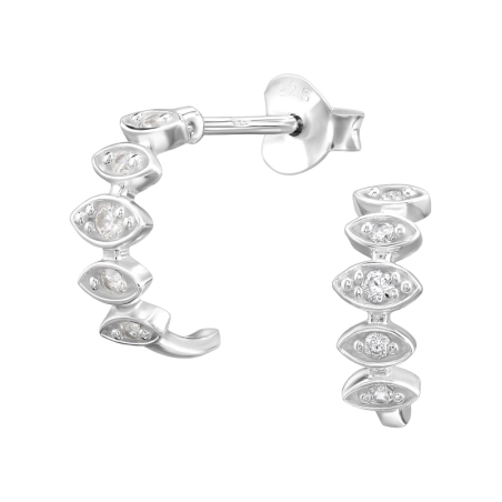 Mintás félkörök cirkóniákkal Cirkónia stift fülbevaló Észer | All4silver