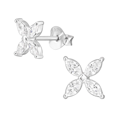 7 mm-Es Marquise Virág  Cirkóniával, Cirkónia stift fülbevaló Észer | All4silver