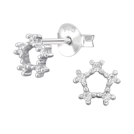 6 mm-Es Hatszögletű Cirkóniával Cirkónia stift fülbevaló Észer | All4silver