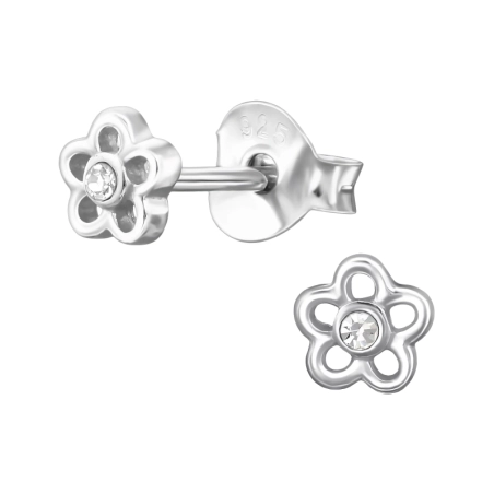 4 mm Virág Kristályos Kristály stift fülbevaló Észer | All4silver