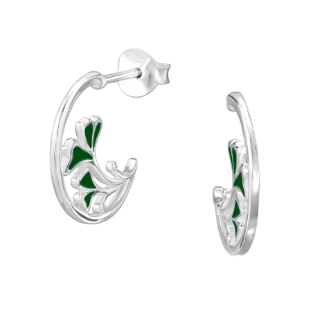 Fél Karika Ginkgo Egyszerű Stift fülbevaló Észer | All4silver