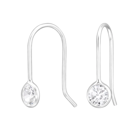 4 mm Kerek Cirkónia - 925 Ezüst Cirkon Fülbevaló