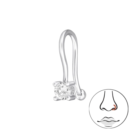 Kristály Orr Piercing 2.5Mm Ezüst Észer | All4silver