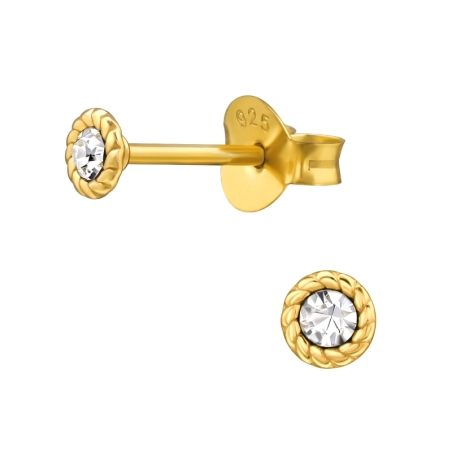 Arany kerek kristállyal 3.5Mm Kristály stift fülbevaló Észer | All4silver