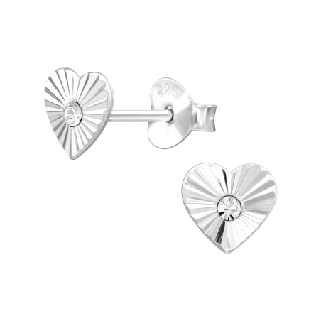 Szív mintás kristály Kristály stift fülbevaló Észer | All4silver