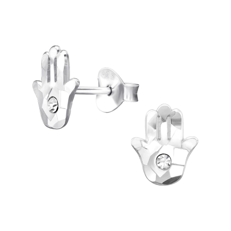 Hamsa kristályokka - 925 Ezüst Kristály Stift Fülbevaló