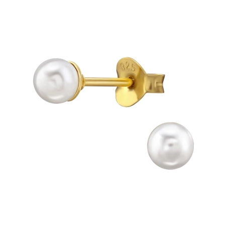 4mm Studs gyöngyökkel Stift fülbevaló gyönggyel Észer | All4silver