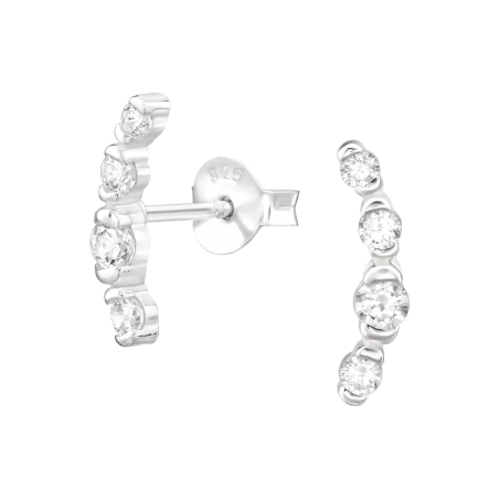 Görbe kocka cirkóniával Cirkónia stift fülbevaló Észer | All4silver