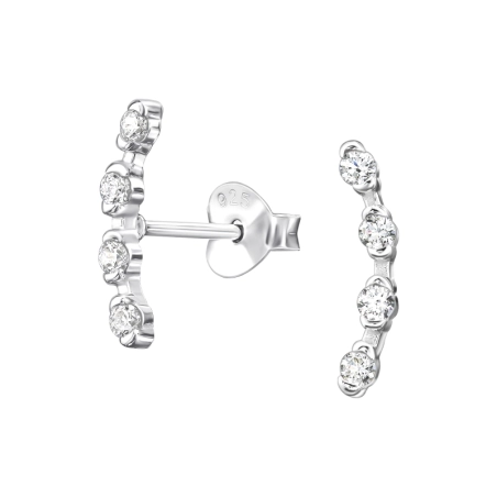 Görbe kocka cirkóniával Cirkónia stift fülbevaló Észer | All4silver
