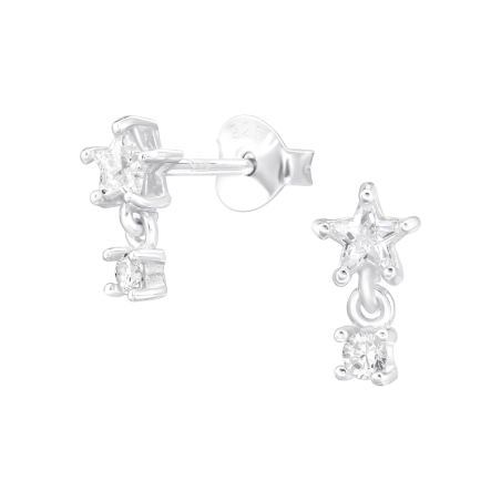 Csillag Csüngő cirkóniával Cirkónia stift fülbevaló Észer | All4silver