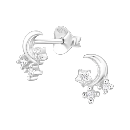 Hold És Csillagok cirkóniával Cirkónia stift fülbevaló Észer | All4silver
