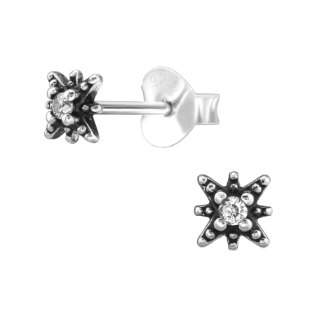 Starburst  fülbevalók cirkóniával Cirkónia stift fülbevaló Észer | All4silver