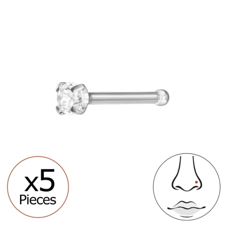 2mm egyenes (20G) orr piercing x 5 db - Titán Titanium Nose Jewelry