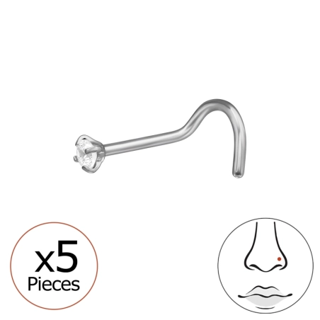 2mm hajlított (20G) orr piercing x 5 db - Titán Titanium Nose Jewelry