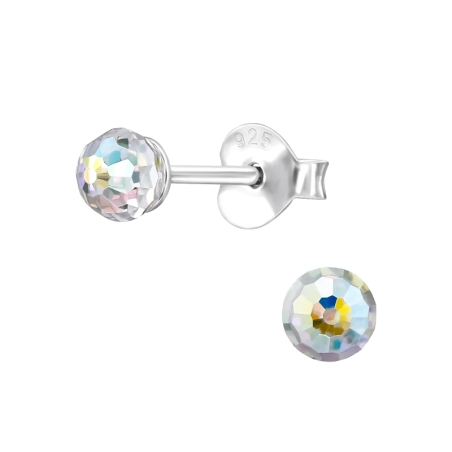 Facette Golyó 4mm Kristály stift fülbevaló Észer | All4silver