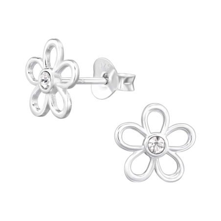 Virág kristállyal Kristály stift fülbevaló Észer | All4silver
