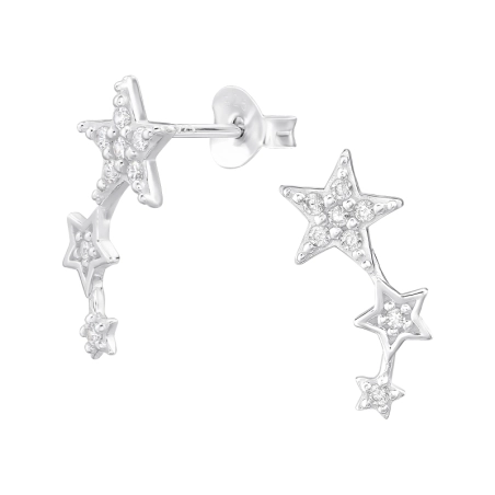 Hármas Csillag cirkóniával Cirkónia stift fülbevaló Észer | All4silver
