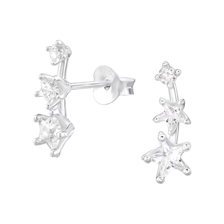 Hármas Csillag Cirkóniával Cirkónia stift fülbevaló Észer | All4silver