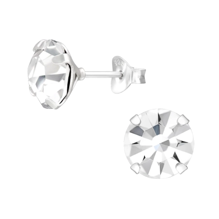 Kerek 8mm ezüst fülbevaló Kristály stift fülbevaló Észer | All4silver