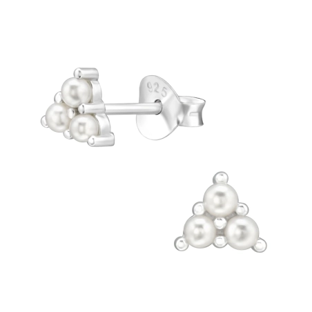 Geometriai - 925 Ezüst Stift fülbevaló gyönggyel