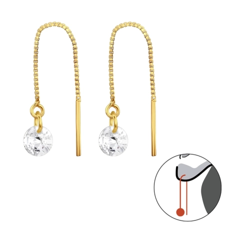 Fűzött Aranyozott fülbevaló 5 mm Cirkon Fülbevaló Észer | All4silver