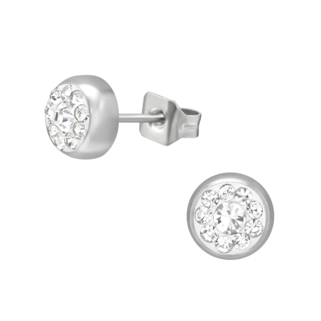 5 mm kör kristály Acél Stift Észer | All4silver