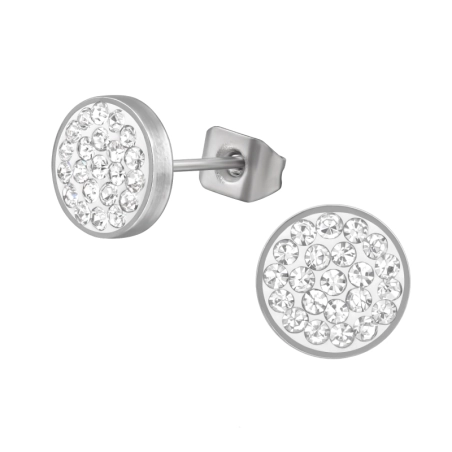8 mm kör kristállyal Acél Stift Észer | All4silver