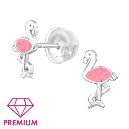 Flamingó ezüst fülbevaló - Premium* Állati Észer | All4silver