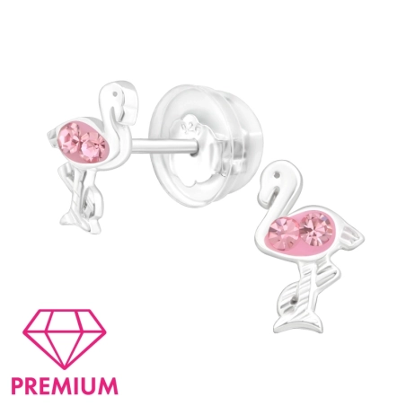 Pink Flamingo - Premium* - 925 Ezüst Fülbevalók Kristállyal