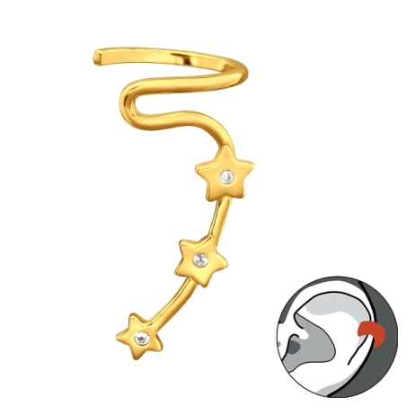 Aranyozott Csillag Fülbevaló egy fülre Észer | All4silver