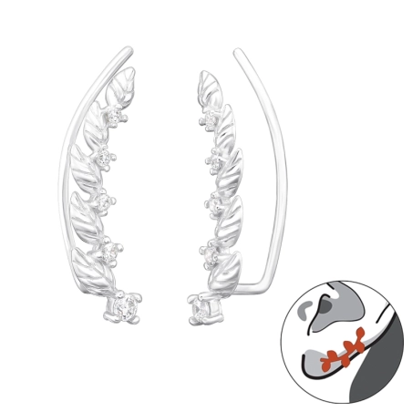 Levél  - 925 Ezüst Fülbevaló Egy Fülre
