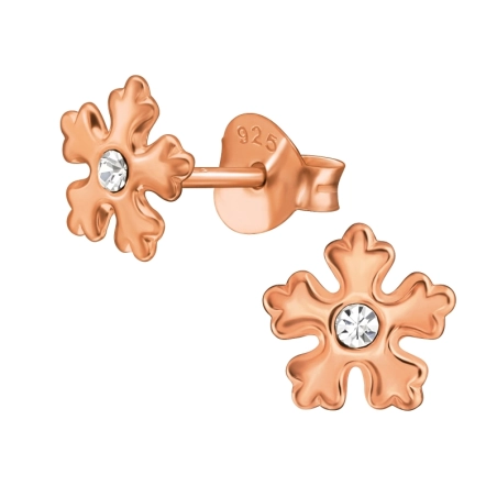 Rosegold Hópehely Kristály stift fülbevaló Észer | All4silver
