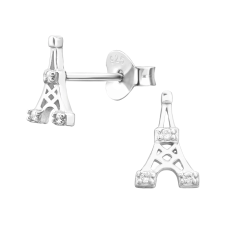 Eiffel-Torony Cirkónia stift fülbevaló Észer | All4silver