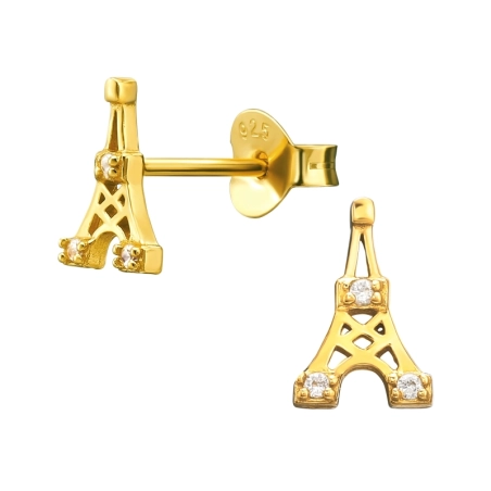 Eiffel-Torony Cirkónia stift fülbevaló Észer | All4silver