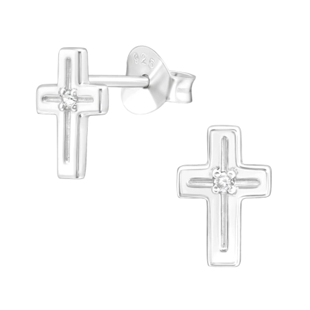 Kereszt Cirkónia stift fülbevaló Észer | All4silver