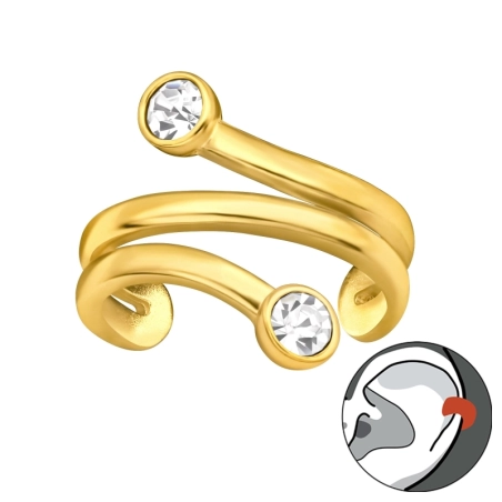 Aranyozott Geometriai 2 kristállyal Fülbevaló egy fülre Észer | All4silver