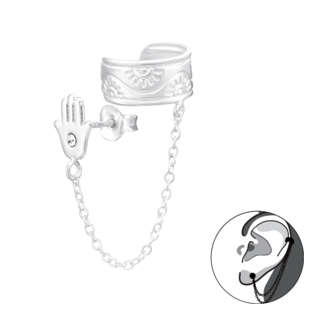 Hamsa kéz láncon  - 925 Ezüst Fülbevaló Egy Fülre