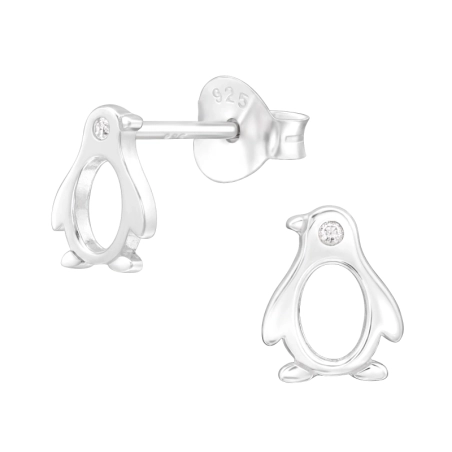 Pingvin Cirkónia stift fülbevaló Észer | All4silver