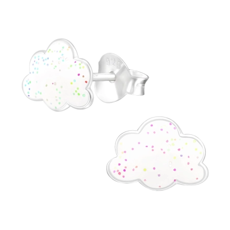 Glitteres Felhő - 925 Ezüst Színes Fülbevalók