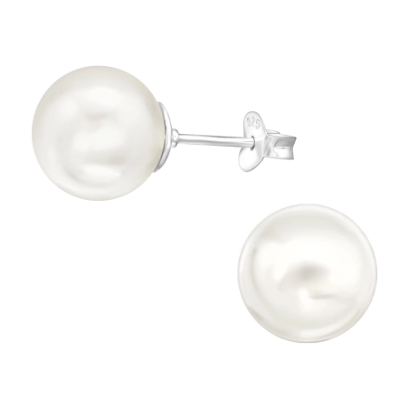 Kerek 10mm Gyöngy - 925 Ezüst Stift Fülbevaló Gyönggyel