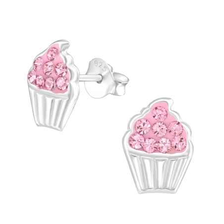 Cupcake pink kristállyal Fülbevalók Kristállyal Észer | All4silver