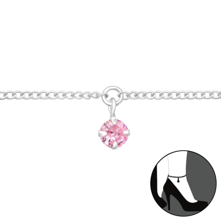 Pink cirkónia kő Bokalánc Észer | All4silver