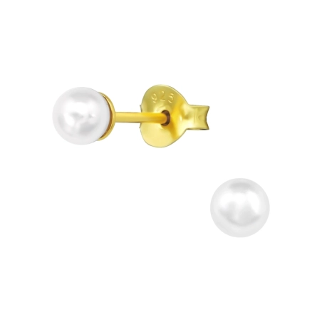 4mm Kerek - 925 Ezüst Stift Fülbevaló Gyönggyel